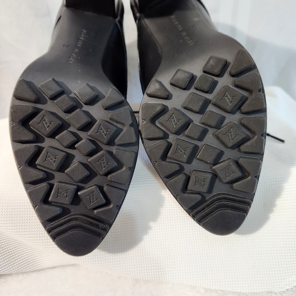 Adrienne Vittadini Trailer Black Leather Block Heel Lace-Up Boots Size 10 M - Picture 8 of 13